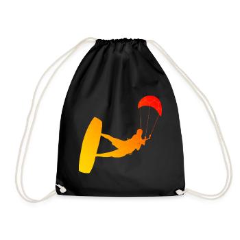 Women Kite Kite Kitesurfer Kitesurfing Men - Drawstring Bag - black - Front