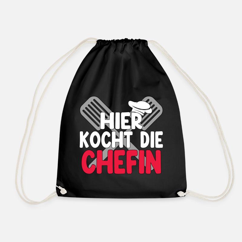 Hier Kocht Die Chefin - Turnbeutel - Schwarz