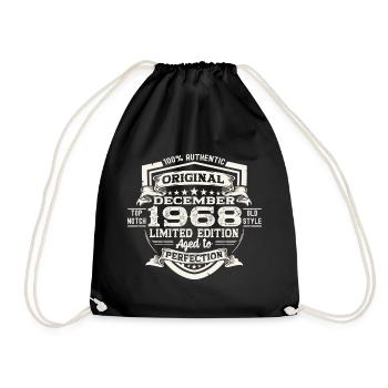 Original December 1968 54th Birthday Gift - Drawstring Bag - black - Front
