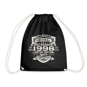 Original December 1998 24th Birthday Gift - Drawstring Bag - black - Front