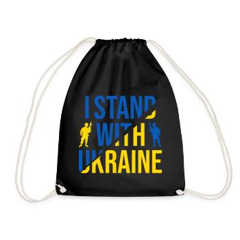 I Stand With Ukraine - Ukraine Krieg - Turnbeutel - Schwarz - Vorne