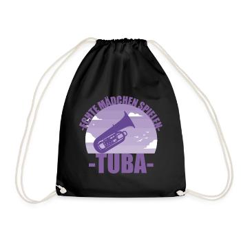 Tuba Musikerin Instrument Mädchen Geschenk - Turnbeutel - Schwarz - Vorne