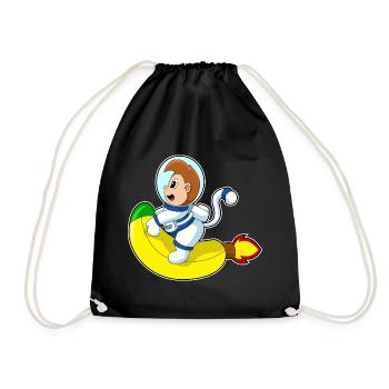 Affe Astronaut Weltraum - Turnbeutel - Schwarz - Vorne