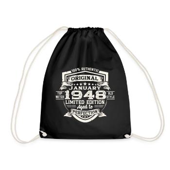 Né en 1948 Janvier 75e anniversaire Homme cadeau - Sac de sport léger - noir - Devant