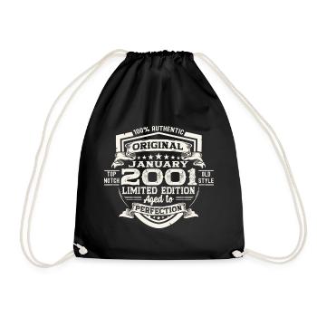 Year 2001 January 22nd birthday Gift man - Drawstring Bag - black - Front