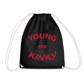 Text T-Shirt Design Young und Kinky Geschenkidee. - Turnbeutel - Schwarz - Vorne