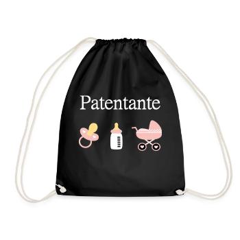Patentante Geburt Mädchen Taufe - Turnbeutel - Schwarz - Vorne