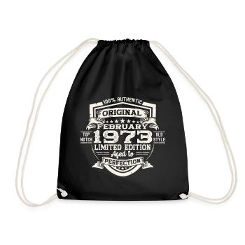 February born 1973 50th birthday gift man - Drawstring Bag - black - Front