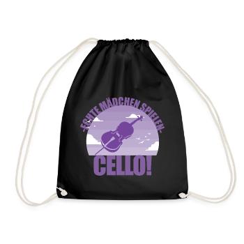 Cello Instrument Musikerin Cellonistin Geschenk - Turnbeutel - Schwarz - Vorne