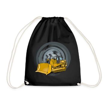Bulldozer, Planierraupe, Kettenräumer - Turnbeutel - Schwarz - Vorne