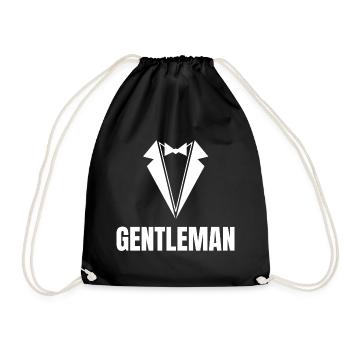 Gentleman, Stilvoll, Junggesellenabschied - Turnbeutel - Schwarz - Vorne