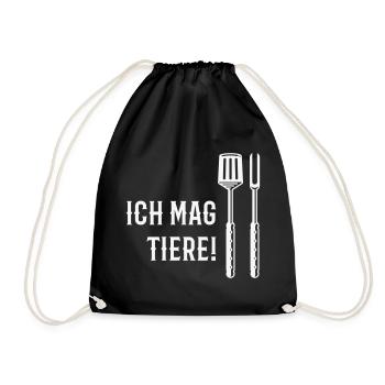 Ich Mag Tiere! (Grillbesteck / White) - Turnbeutel - Schwarz - Vorne