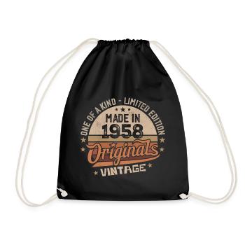 1958 Jahrgang Geboren 1958 Vintage Jubiläumsgeschenk - Turnbeutel - Schwarz - Vorne
