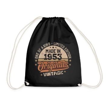 1953 Jahrgang Geboren 1953 Vintage Jubiläumsgeschenk - Turnbeutel - Schwarz - Vorne