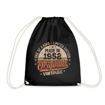 1952 Jahrgang Geboren 1952 Vintage Jubiläumsgeschenk - Turnbeutel - Schwarz - Vorne