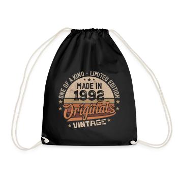 1992 Jahrgang Geboren 1992 Vintage Jubiläumsgeschenk - Turnbeutel - Schwarz - Vorne