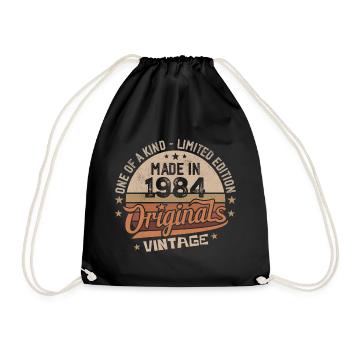 1984 Jahrgang Geboren 1984 Vintage Jubiläumsgeschenk - Turnbeutel - Schwarz - Vorne