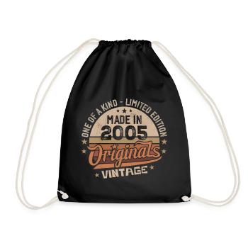 2005 Jahrgang Geboren 2005 Vintage Jubiläumsgeschenk - Turnbeutel - Schwarz - Vorne