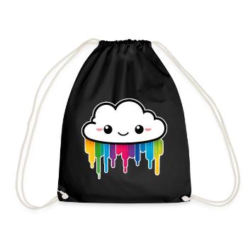 Cute Cloud Raining Rainbow Colors - Drawstring Bag - black - Front