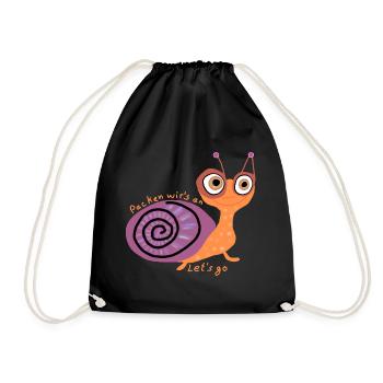Schnecke mit Spruch - Turnbeutel - Schwarz - Vorne