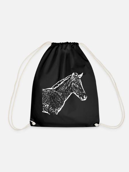 weißes Pferd weiß Pferde T-shirt Geschenk Reiter  - Turnbeutel - Schwarz