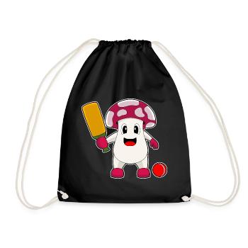 Mushroom Cricket Cricket Bat - Drawstring Bag - black - Front