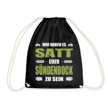 Landwirt Wir Haben Es Satt Euer Sündenbock Zu Sein - Turnbeutel - Schwarz - Vorne