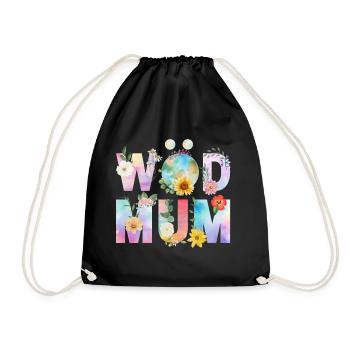 Wöd Mum - World Mum, Best Mom, Mother's Day - Drawstring Bag - black - Front