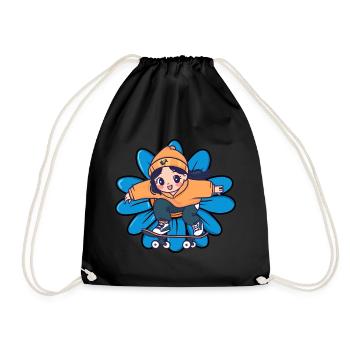 Skate Skateboard Longboard - Drawstring Bag - black - Front