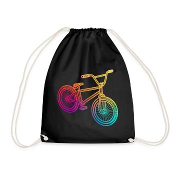Regenbogen Geometrisches Fahrrad Illustration - Turnbeutel - Schwarz - Vorne