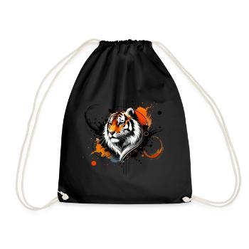 Buntes Aquarell Tiger - Turnbeutel - Schwarz - Vorne