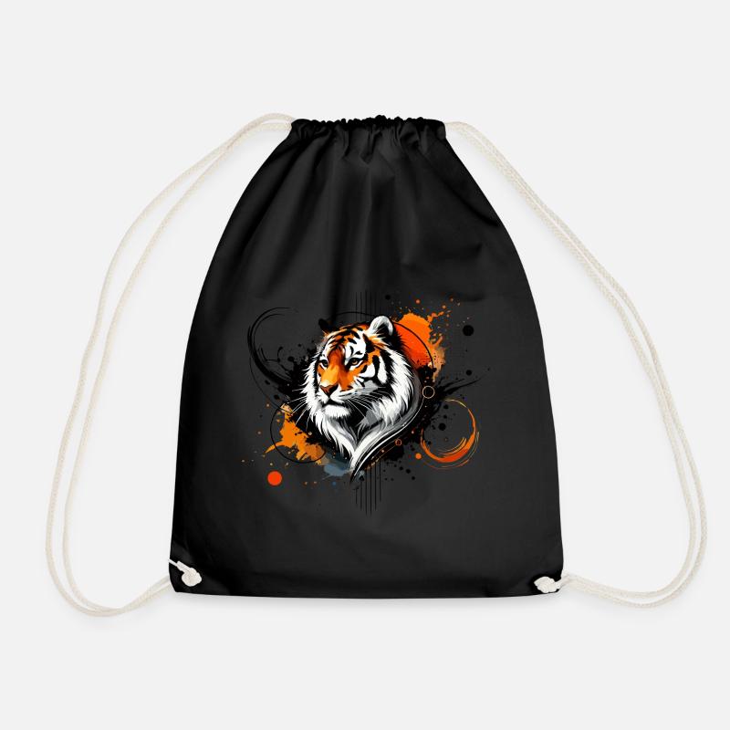Buntes Aquarell Tiger - Turnbeutel - Schwarz