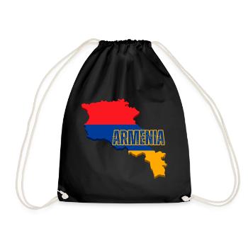 Armenia Flag, Armenia Flag Map, Armenia Flag - Drawstring Bag - black - Front