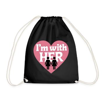 I'm with HER Heart - Drawstring Bag - black - Front
