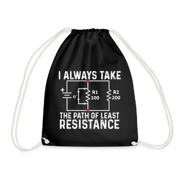 Take Path Of Least Resistance Ohm Joke - Drawstring Bag - black - Front