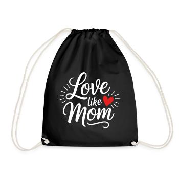 Love like mom lettering heart - Drawstring Bag - black - Front