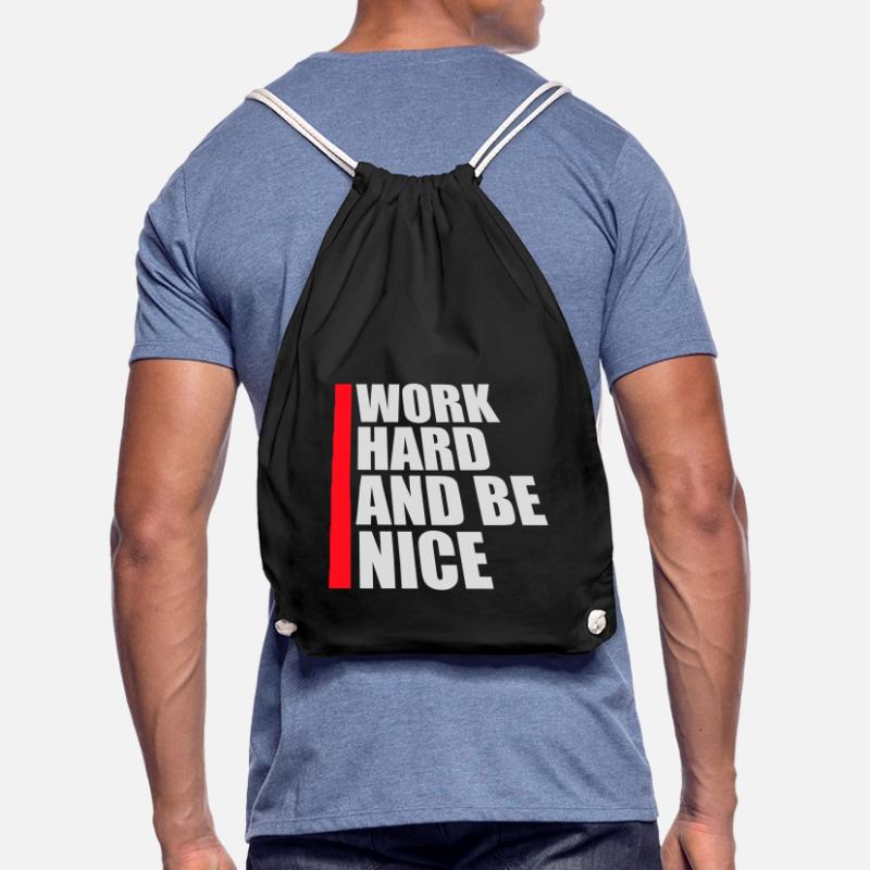 Zitat Work Hard Be Nice Motivation Positiver Geist Turnbeutel