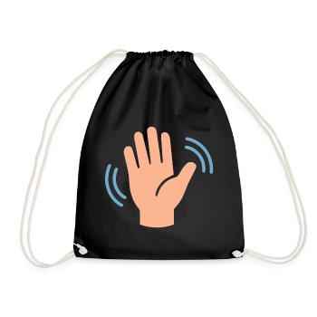 Waving Hand Icon Graphic - Drawstring Bag - black - Front
