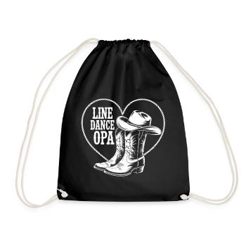 Line Dance Opa Cowboy Boots Herz - Turnbeutel - Schwarz - Vorne