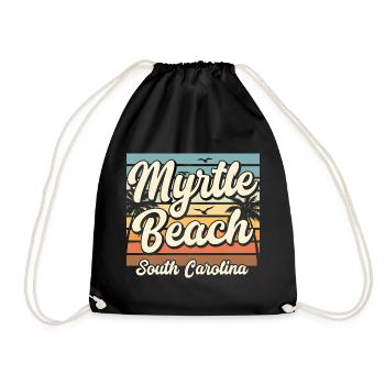 Vacances rétro au coucher de soleil à Myrtle Beach, en Caroline du Sud - Sac de sport léger - noir - Devant