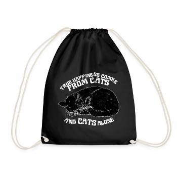 TRUE HAPPINESS COMES FROM CATS - Drawstring Bag - black - Front