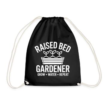 Raised Bed Gardener Grow Water Repeat - Drawstring Bag - black - Front