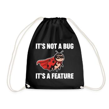No Bug, Just Feature – Superhero Ladybug - Drawstring Bag - black - Front