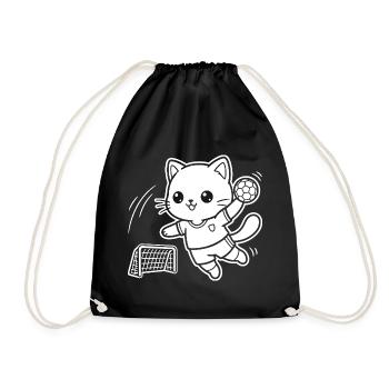 Kawaii Katze Handballspieler - Turnbeutel - Schwarz - Vorne