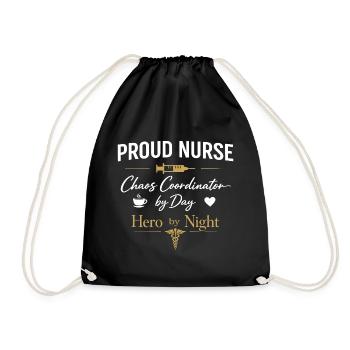 Proud Nurse - Hero by Night Motiv - Drawstring Bag - black - Front