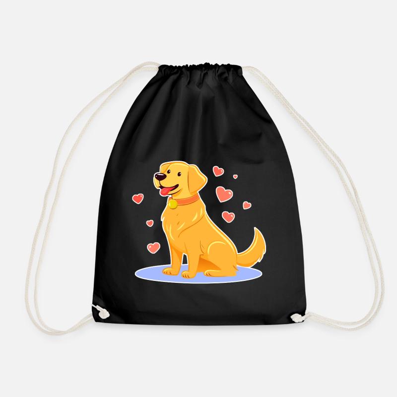 Cute Golden Retriever (comic) - Drawstring Bag - black