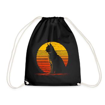 Luchs Katze Retro Wildkatze Design Naturfreund - Turnbeutel - Schwarz - Vorne