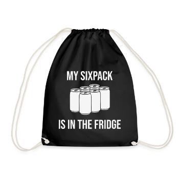 My six-pack? It's in the fridge! - Drawstring Bag - black - Front