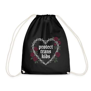 LGBTQ Pride Month - Protect Trans Kids - Drawstring Bag - black - Front