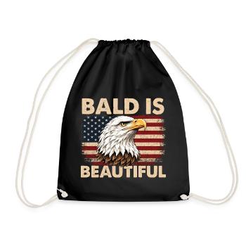 Bald Is Beautiful Eagle Patriotic Humor - Drawstring Bag - black - Front